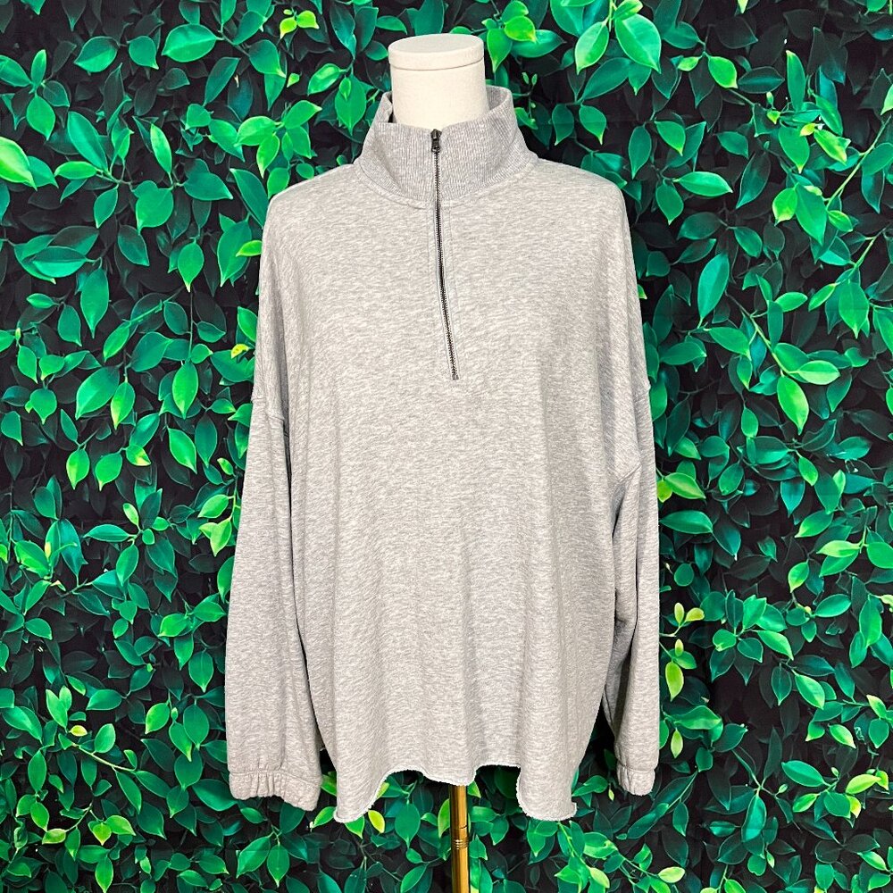 Aerie Gray Half-Zip Lightweight Pullover (Large)